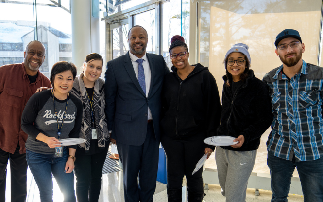 group of employees at campus event